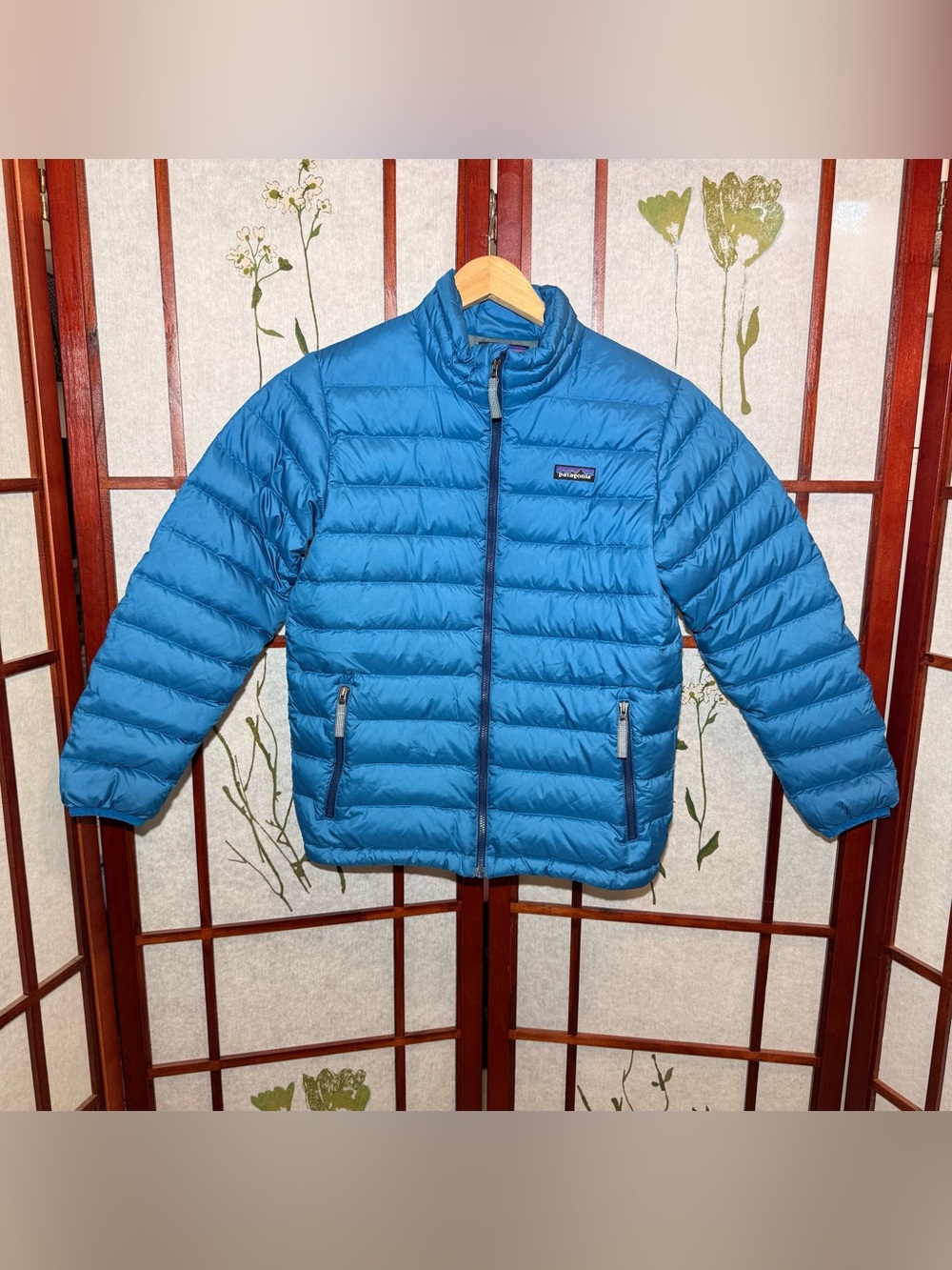 Patagonia Down Sweater Puffer full zip Jacket outerwear blue youth size L (12)